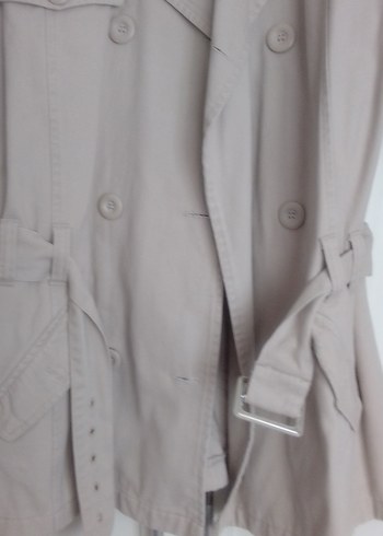 Bej Midi Düğmeli Kadın Trençkot - Görsel 8