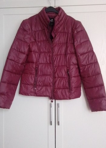 Bordo Fermuarlı Kadın Mont - Görsel 3