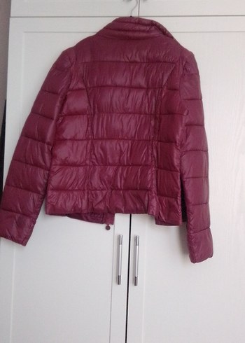 Bordo Fermuarlı Kadın Mont - Görsel 7