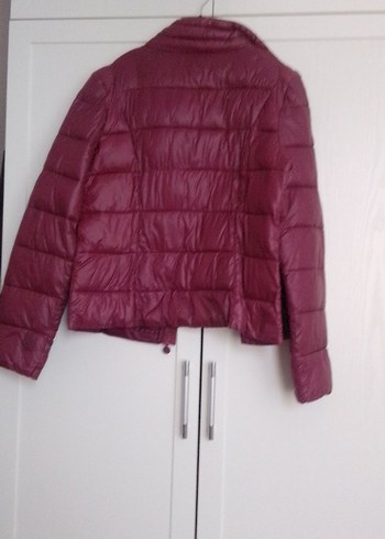 Bordo Fermuarlı Kadın Mont - Görsel 9