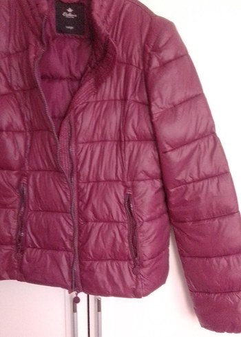 Bordo Fermuarlı Kadın Mont - Görsel 5