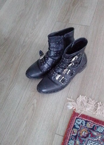 Tokalı Topuklu  siyah Deri Bot - Görsel 6