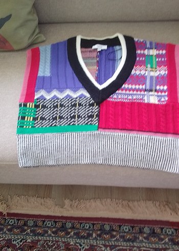 Renkli Desenli Örme Kadın Süveter - Görsel 2