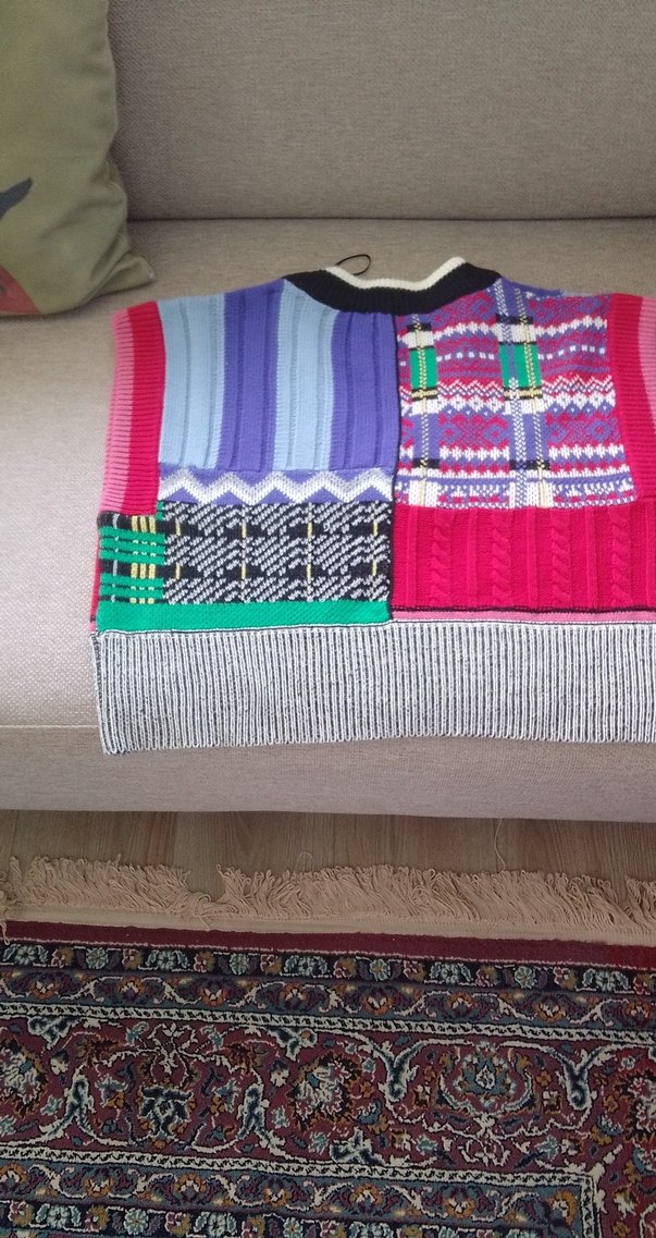 Renkli Desenli Örme Kadın Süveter - Görsel 5