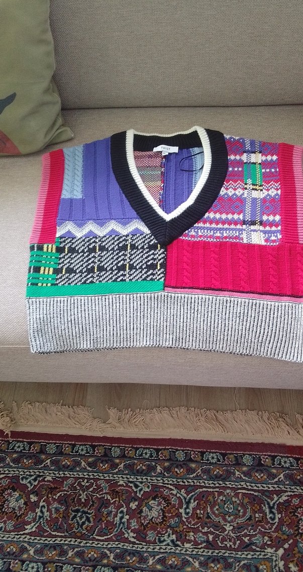 Renkli Desenli Örme Kadın Süveter - Görsel 4