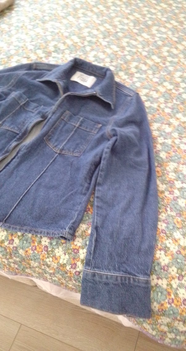 Kadın Gri Mavi Denim Fermuarlı Ceket - Görsel 5