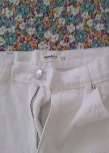 Beyaz Kadın Pamuk Kumaş Rahat Kesim Pantolon - Görsel 8