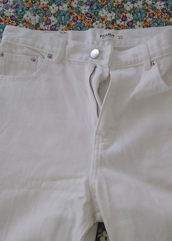 Beyaz Kadın Pamuk Kumaş Rahat Kesim Pantolon - Görsel 7