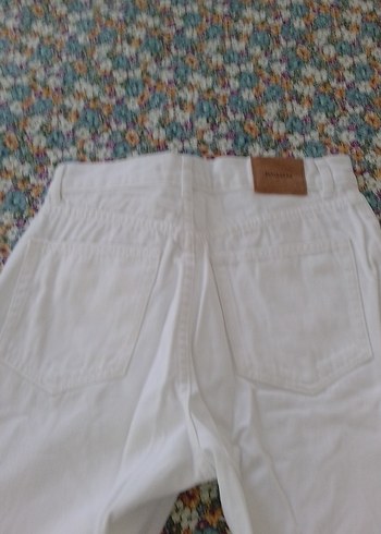 Beyaz Kadın Pamuk Kumaş Rahat Kesim Pantolon - Görsel 6