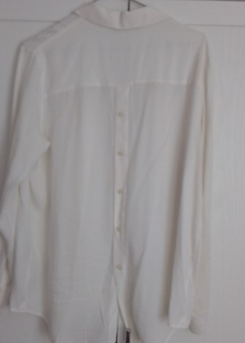 Sırt düğmeli klasik ipek gömlek,beyaz renkte - Görsel 7