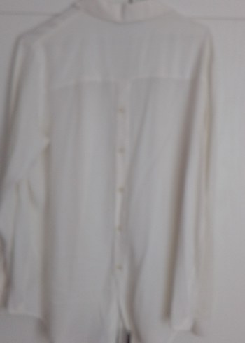 Sırt düğmeli klasik ipek gömlek,beyaz renkte - Görsel 8