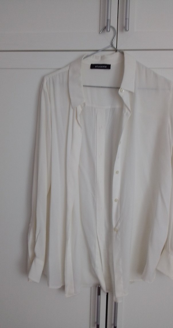 Sırt düğmeli klasik ipek gömlek,beyaz renkte - Görsel 3