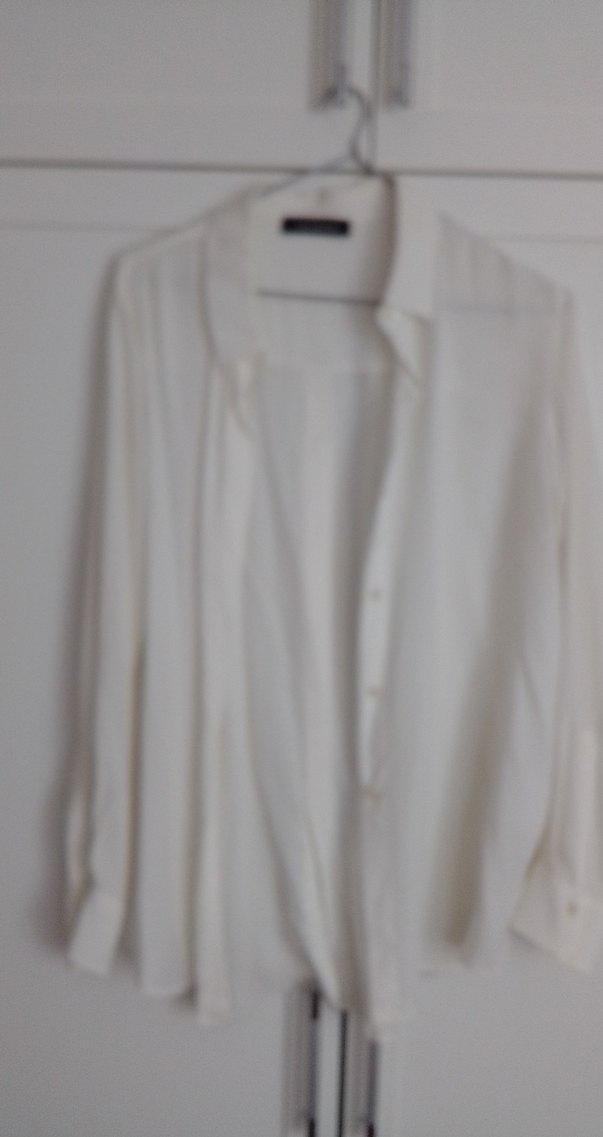 Sırt düğmeli klasik ipek gömlek,beyaz renkte - Görsel 2