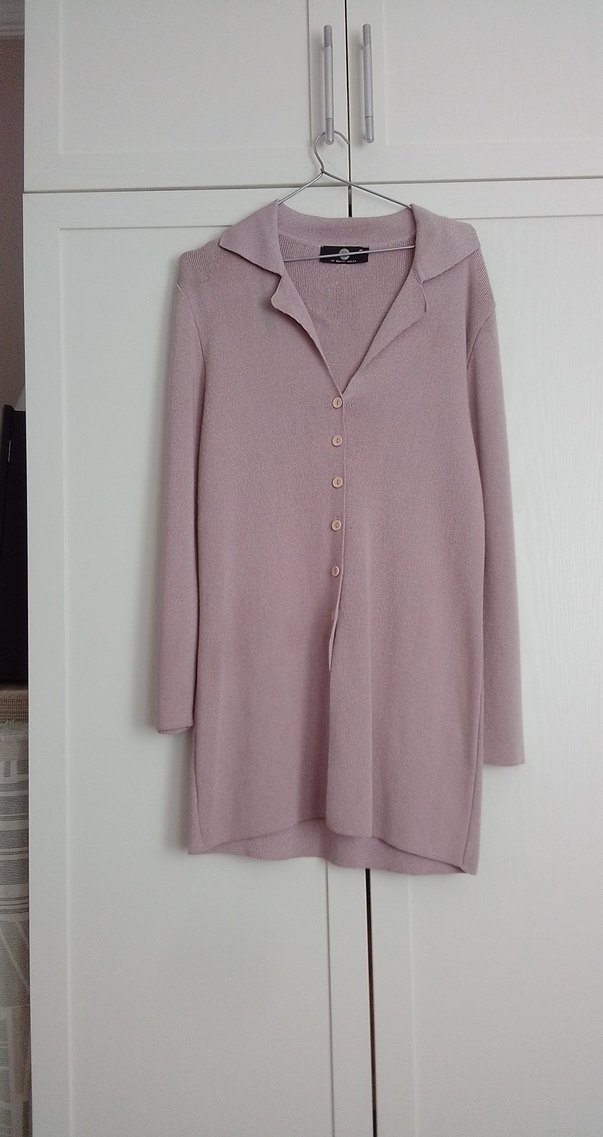 Gül kurusu Yün tunik ceket ,hirka - Görsel 3