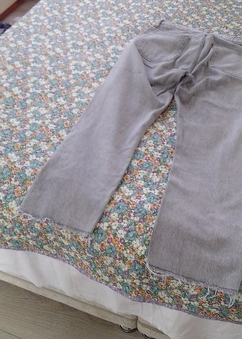 Gri Bol Kesim Kadın Denim Pantolon - Görsel 5