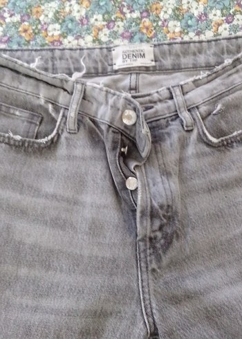 Gri Bol Kesim Kadın Denim Pantolon - Görsel 7