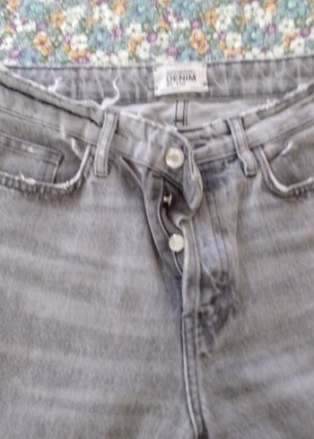 Gri Bol Kesim Kadın Denim Pantolon - Görsel 6