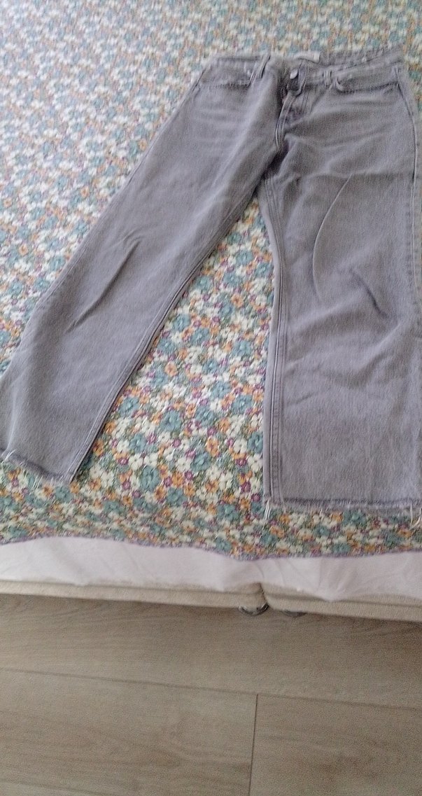 Gri Bol Kesim Kadın Denim Pantolon - Görsel 2