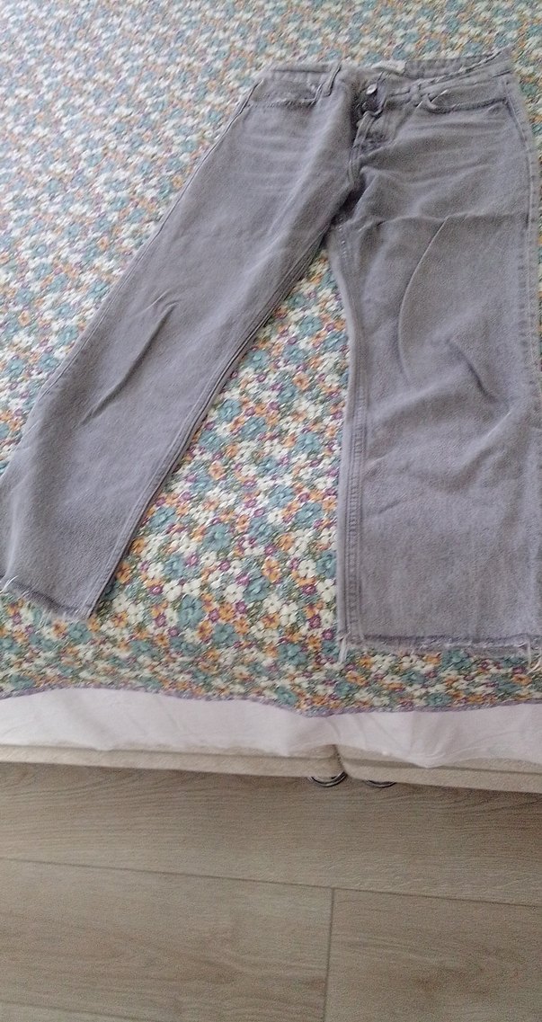 Gri Bol Kesim Kadın Denim Pantolon - Görsel 3