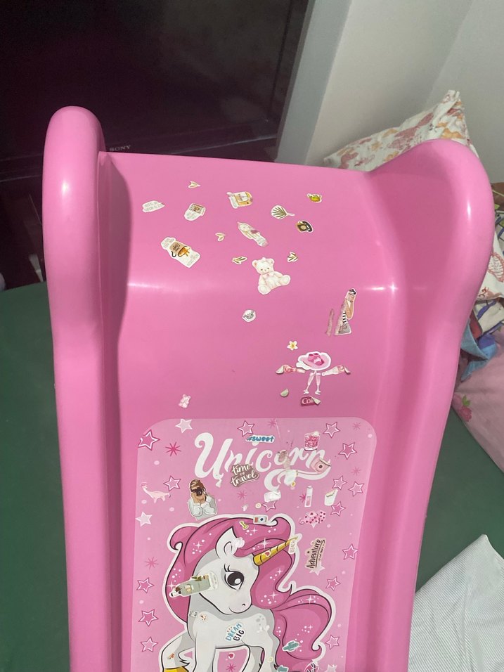 Pembe Unicorn Desenli Çocuk Kaydırağı - Görsel 2