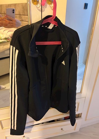 Adidas Kadin Siyah Fermuarli Spor Ceket