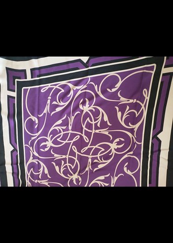 Levi d'or Mor Dantel Detaylı Kadın %100 twill İpek eşarp - Görsel 5