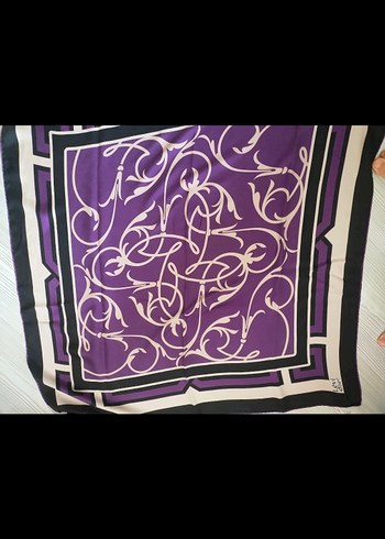 Levi d'or Mor Dantel Detaylı Kadın %100 twill İpek eşarp - Görsel 2