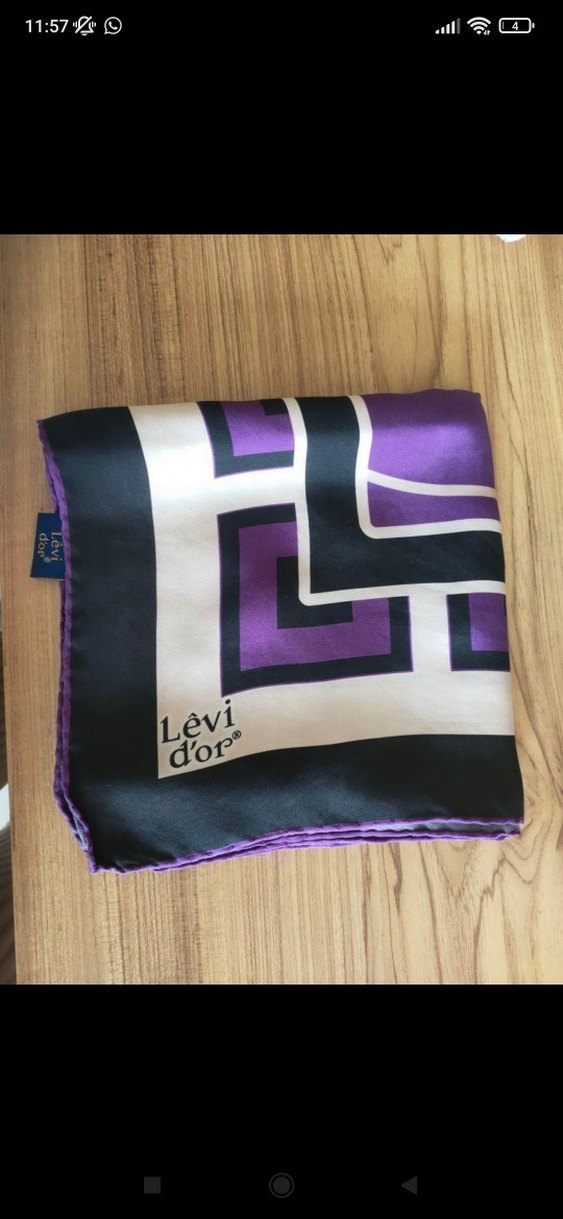 Levi d'or Mor Dantel Detaylı Kadın %100 twill İpek eşarp - Görsel 4