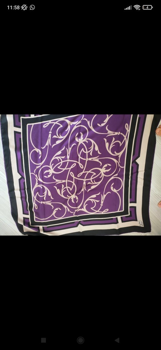 Levi d'or Mor Dantel Detaylı Kadın %100 twill İpek eşarp - Görsel 2