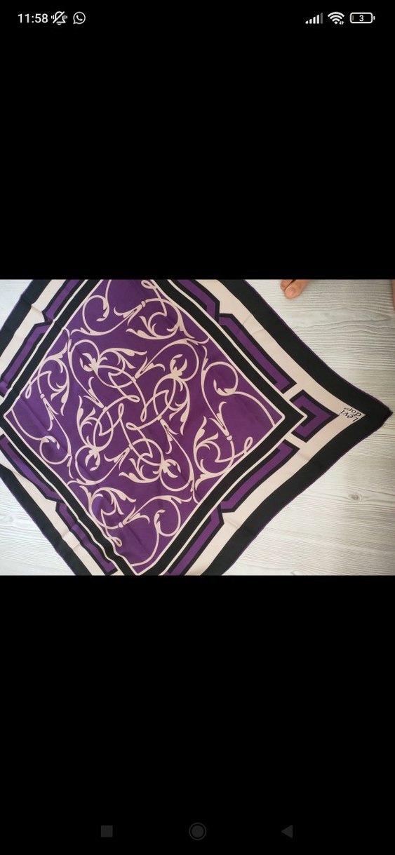 Levi d'or Mor Dantel Detaylı Kadın %100 twill İpek eşarp - Görsel 3