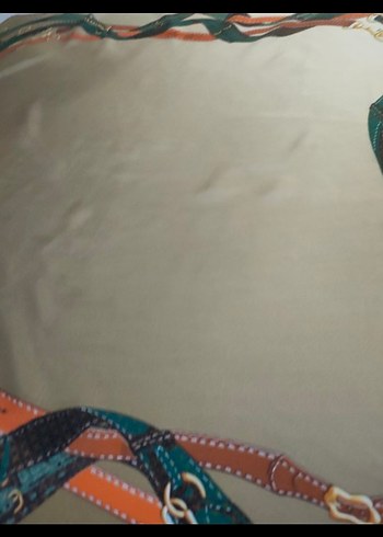 La boutiqueKahverengi/ Krem %100 twill İpek eşarp - Görsel 8