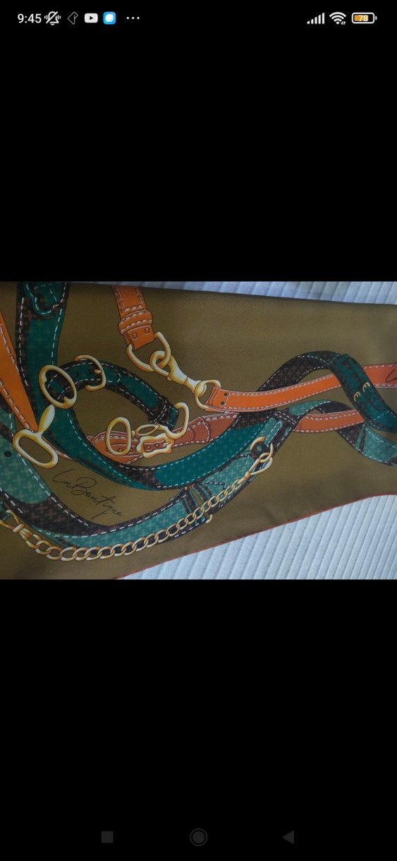 La boutiqueKahverengi/ Krem %100 twill İpek eşarp - Görsel 5