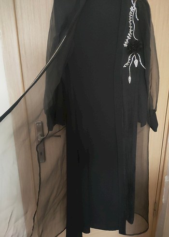 Abaya Nakışlı Siyah Uzun Kollu - Görsel 3