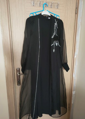 Abaya Nakışlı Siyah Uzun Kollu - Görsel 2