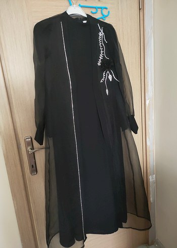 Abaya Nakışlı Siyah Uzun Kollu - Görsel 4