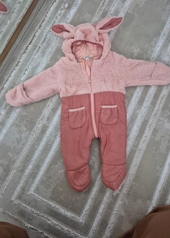Pembe Peluş Detaylı Bebek Kız Tulumu - Görsel 9