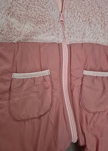 Pembe Peluş Detaylı Bebek Kız Tulumu - Görsel 3