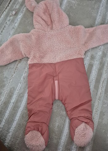 Pembe Peluş Detaylı Bebek Kız Tulumu - Görsel 8