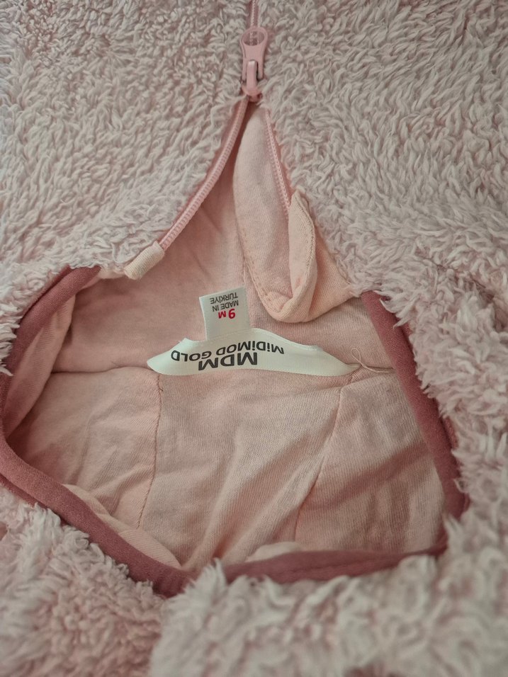 Pembe Peluş Detaylı Bebek Kız Tulumu - Görsel 4