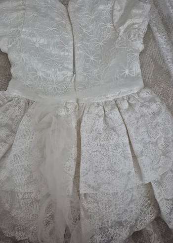 Kız Çocuk Beyaz Dantel Nakışlı Elbise - Görsel 3