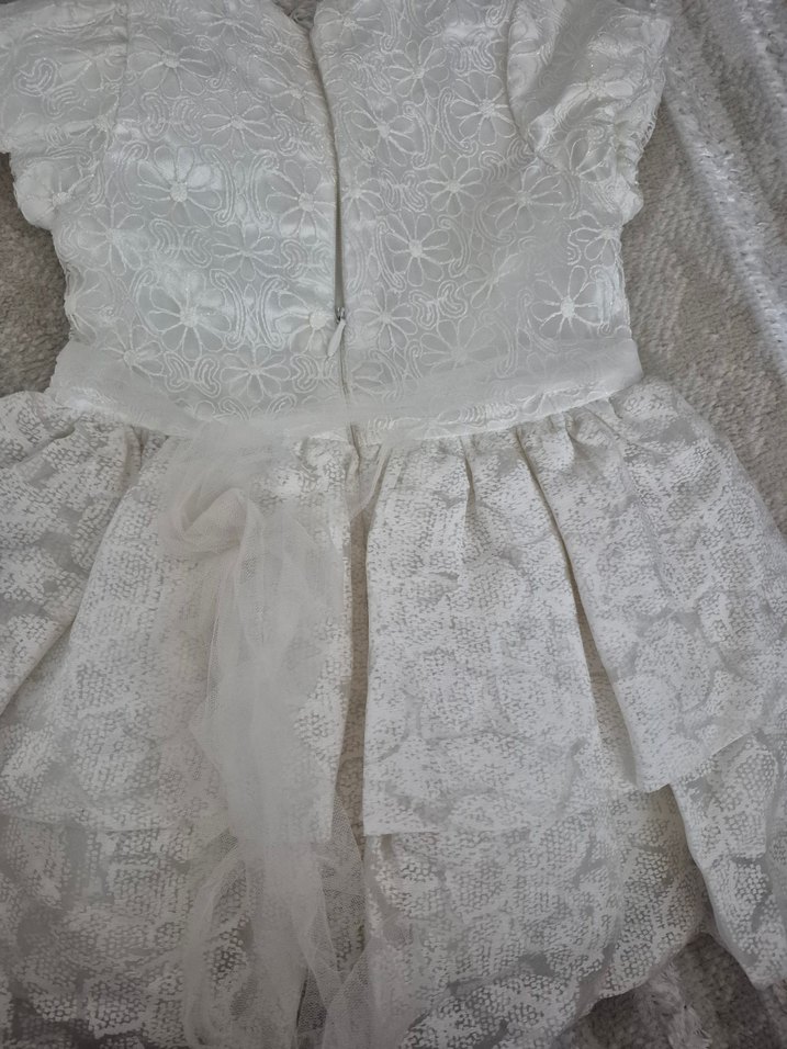 Kız Çocuk Beyaz Dantel Nakışlı Elbise - Görsel 3