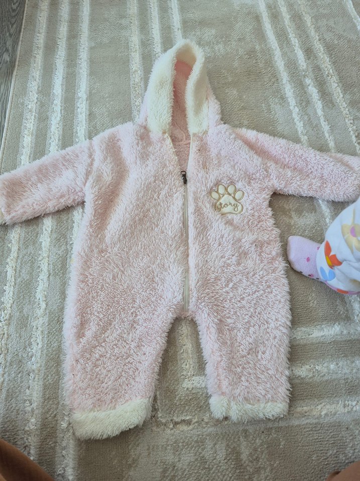 Bebek Tulum Pembe Kürklü Nakışlı - Görsel 4