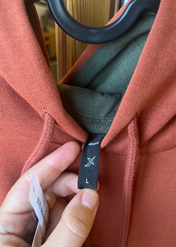 l Beden bordo Renk Kiremit Kapüşonlu Oversize Sweatshirt