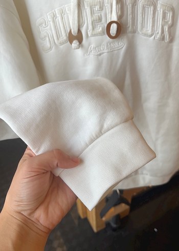 m Beden beyaz Renk Beyaz Kapüşonlu Kadın Sweatshirt