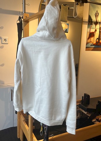 m Beden Beyaz Kapüşonlu Kadın Sweatshirt