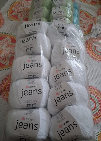 YarnArt Jeans El İşi İpliği Beyaz 10 adet