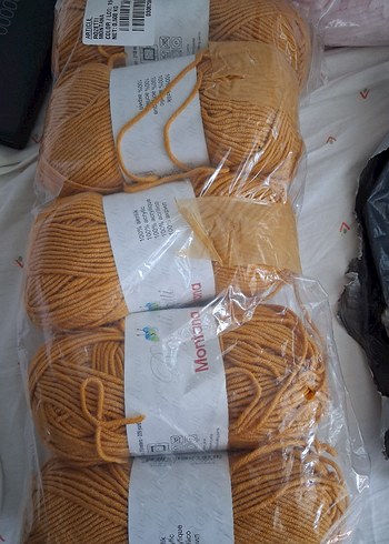 montana hardal Sarı El İşi İpi 5 li paket