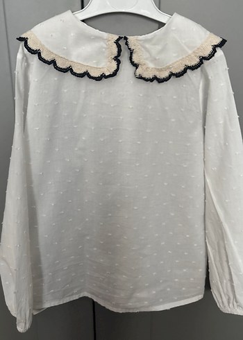 Kız Çocuk Beyaz İşlemeli Yakalı Gömlek - Görsel 3