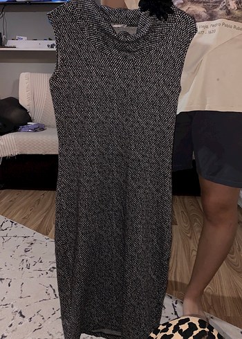 Gri Örme Yılan Desenli Midi Elbise - Görsel 3