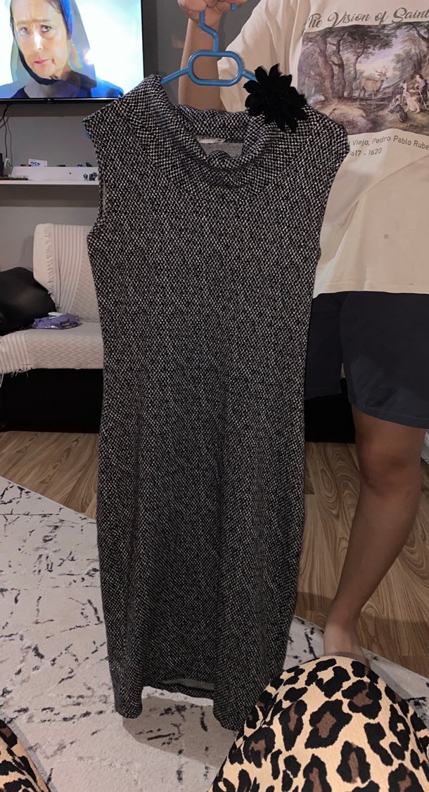 Gri Örme Yılan Desenli Midi Elbise - Görsel 3